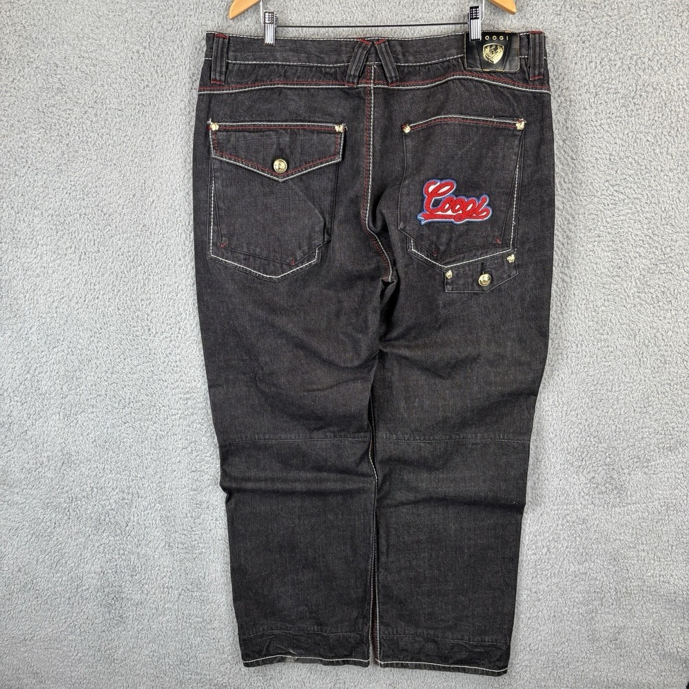 Vintage Coogi Jeans Mens 42x35 Black Wide Leg Baggy Hip Hop 90s